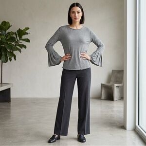 Anthropologie Ro & De Striped Bell Sleeve Top Womens Medium Black White